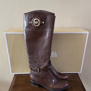 Michael Kors Mocha Leather Stockard Boots